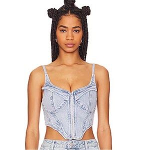 AFRM Light Blue Denim Crop Top